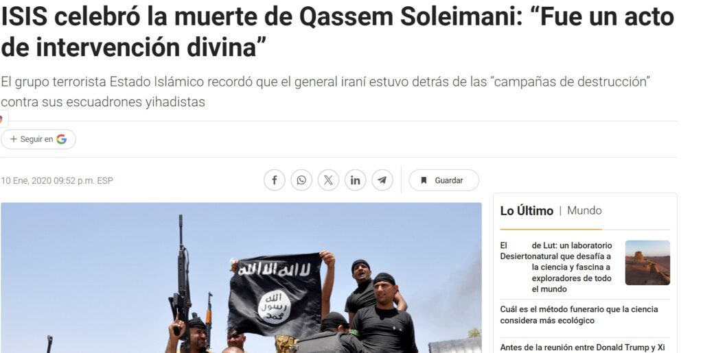 Qasem Soleimani fue asesinado por Estados Unidos, con su muerte permitió la recuperación del grupo terrorista ISIS tras ser derrotado en 2017 por Rusia e Irán.